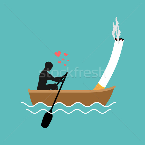 煙 男 たばこ ボート遊び スモーカー ストックフォト © MaryValery