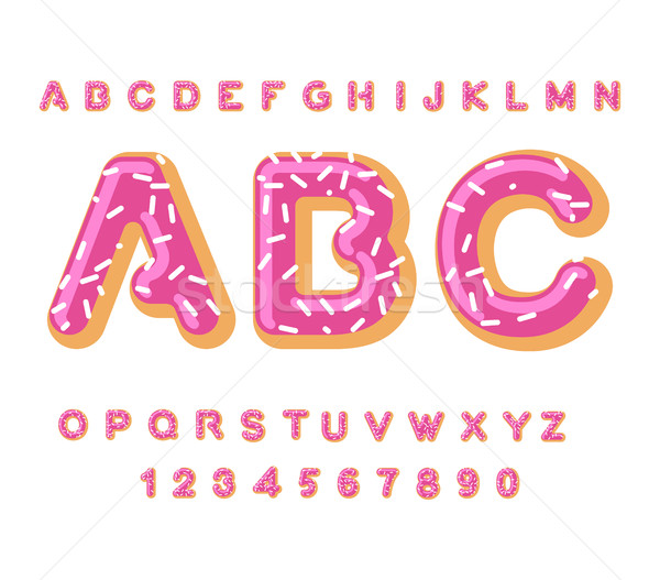 Donut ABC. pie alphabet. Baked in oil letters. icing and sprinkl Stock photo © MaryValery