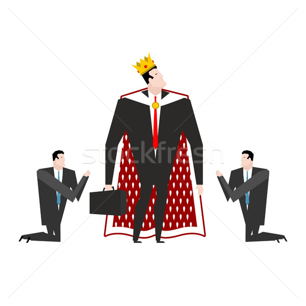 Boss KING Worship. Manager praying to chief. Businessman kneelin Stock photo © MaryValery