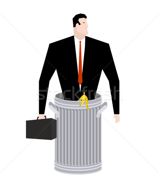 Businessman in Trash can. Business of garbage. Tie and case. rub Stock photo © MaryValery
