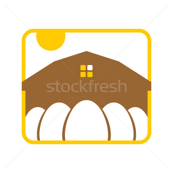 Kip boerderij embleem ei logo gevogelte Stockfoto © MaryValery