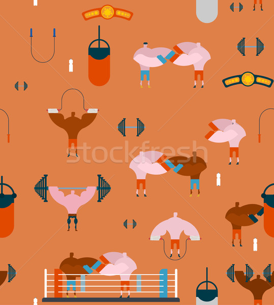 Boxing gym pattern. Hall boxing background and ornament. Boxer t Stock photo © MaryValery
