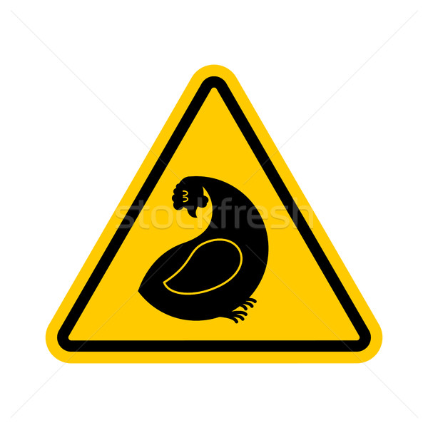 Attention hen. Dangers of yellow road sign. Chicken farm Caution Stock photo © MaryValery