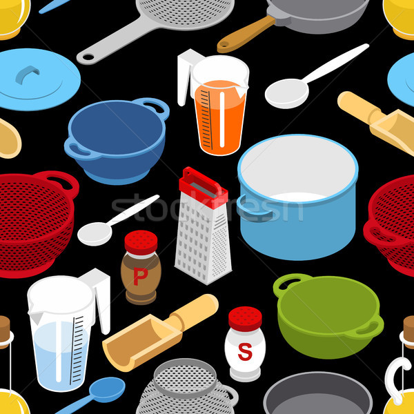 Ingredients and tableware utensil seamless pattern. Grater and c Stock photo © MaryValery