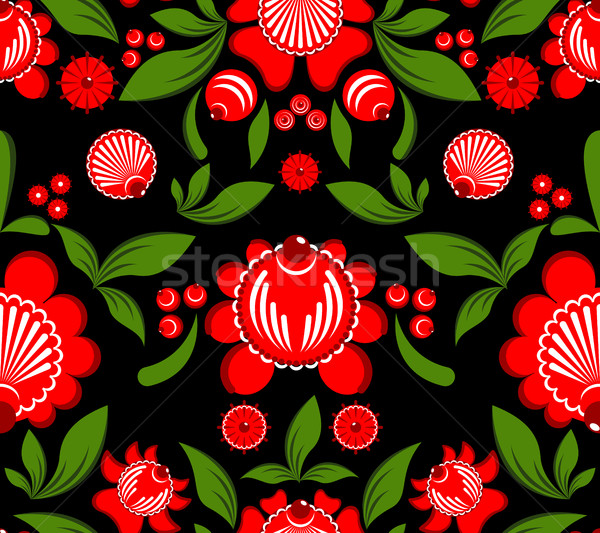 Gorodets painting seamless pattern. Floral ornament. Russian nat Stock photo © MaryValery