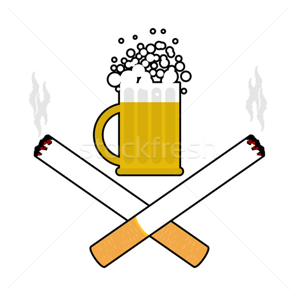 Beer and cigarettes. Alcohol and smoking sign. Logo for harm hea Stock photo © MaryValery