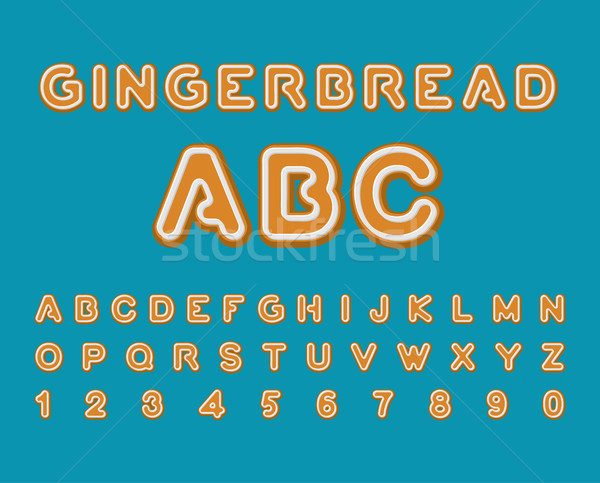 Gingerbread ABC. Christmas cookie Alphabet . Mint Cookies font.  Stock photo © MaryValery