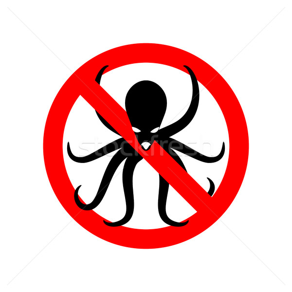 Stock photo: Prohibited Octopus. Stop Octopus.  Kraken ban. Forbidding sign. 