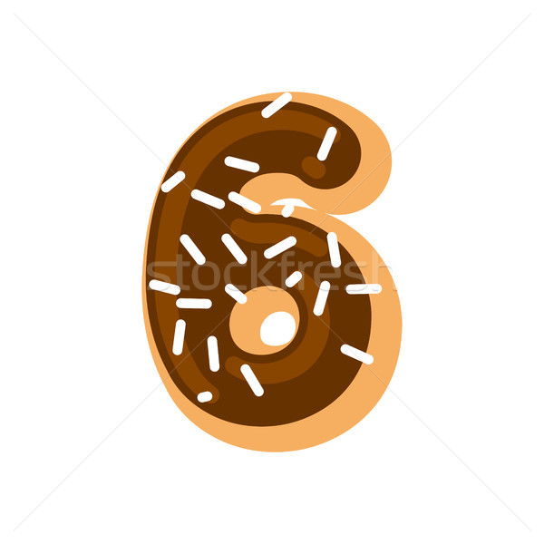 Number 6 donut. Doughnut font six. Sweet alphabet. candy letteri Stock photo © MaryValery
