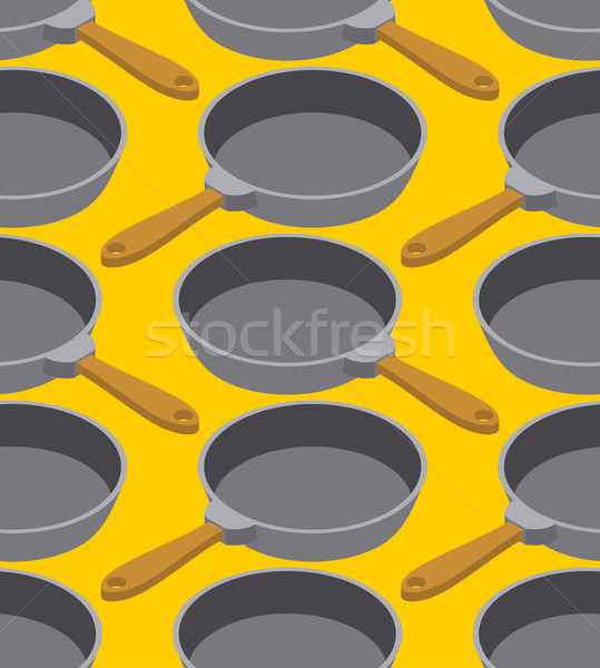 Frying pan seamless pattern. Fry dishes background. Kitchen orna Stock photo © MaryValery