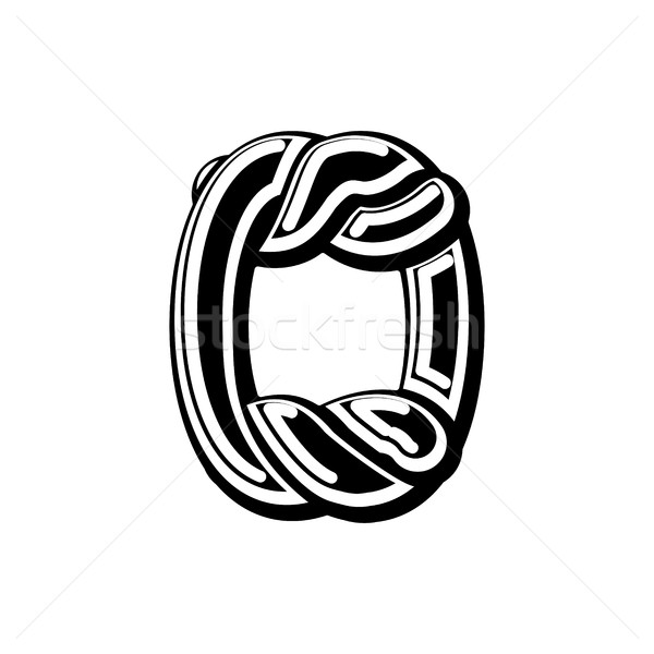 Letter O Celtic font. norse medieval ornament ABC. Traditional a Stock photo © MaryValery