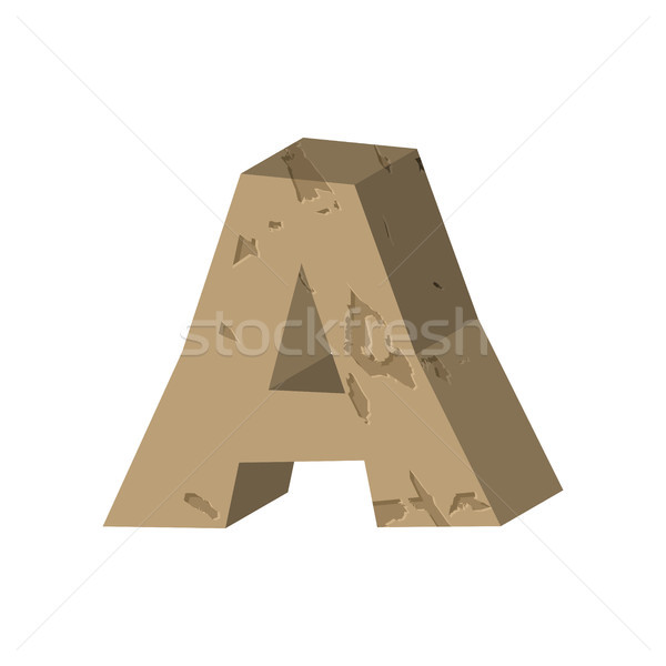 Letter A stone font. Rock alphabet symbol. Stones crag ABC sign Stock photo © MaryValery