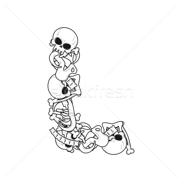 Stockfoto: Letter · l · skelet · botten · doopvont · anatomie · alfabet