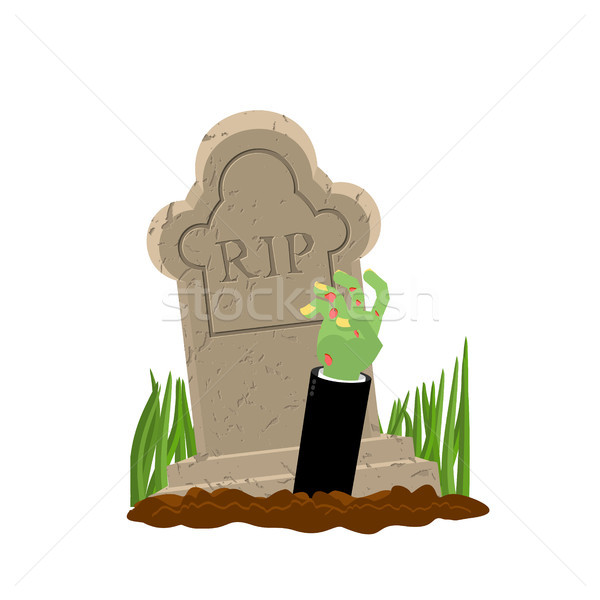 Halloween. Grave and hand of zombie. Gravestone and arm dead man Stock photo © MaryValery