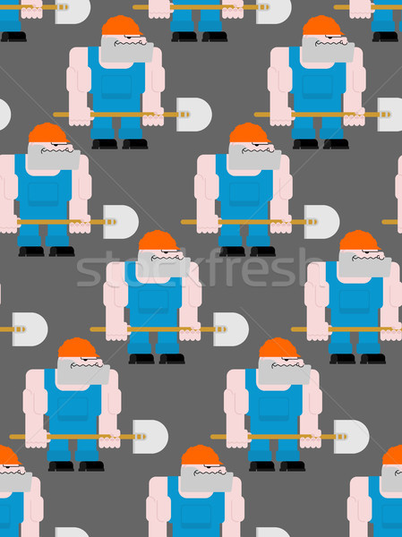 Worker with shovel seamless pattern. Road  Worker in helmet and  Stock photo © MaryValery