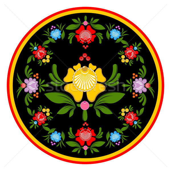 Gorodets painting plate. Russian national folk craft. Elements o Stock photo © MaryValery