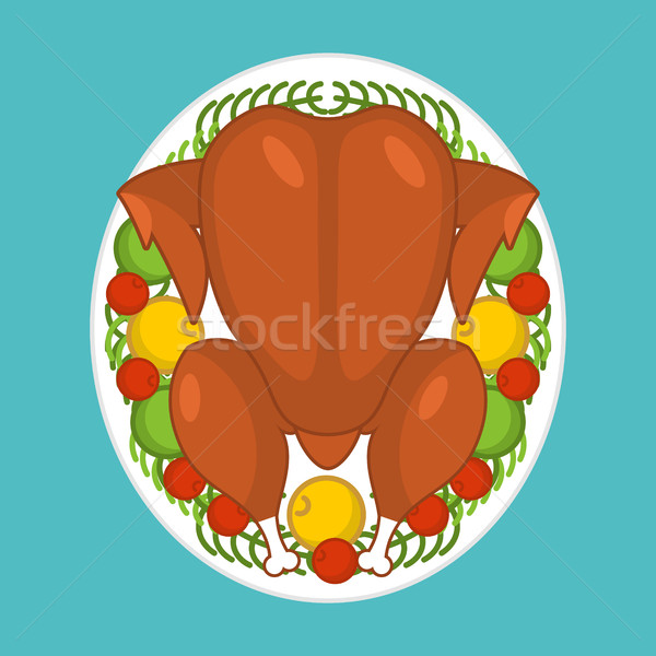 Baked turkey top view. Festive food for Thanksgiving. Chicken on Stock photo © MaryValery