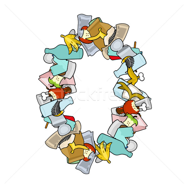 Aantal onzin prullenbak doopvont nul teken Stockfoto © MaryValery