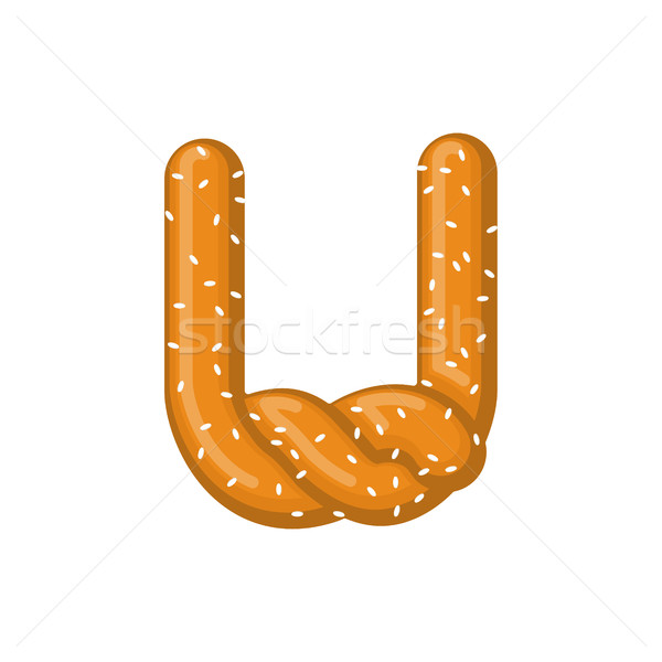 Letter U pretzel. snack font symbol. Food alphabet sign. Traditi Stock photo © MaryValery