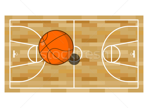 Basketball field and ball. Game of basketball. Orange ball high Stock photo © MaryValery