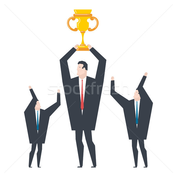 Business winner. businessman holds gold cup in his hands. Award  Stock photo © MaryValery