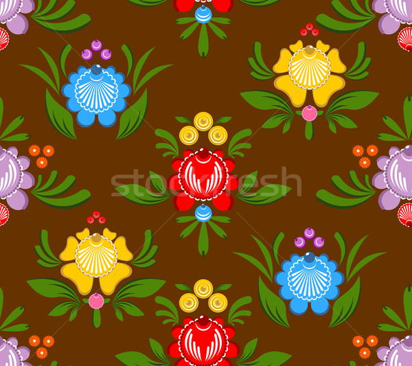Gorodets painting seamless pattern. Floral ornament. Russian nat Stock photo © MaryValery
