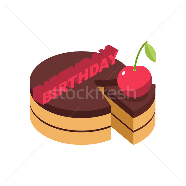 Birthday cake cherry isolated. cherries pie on white bacground Stock photo © MaryValery