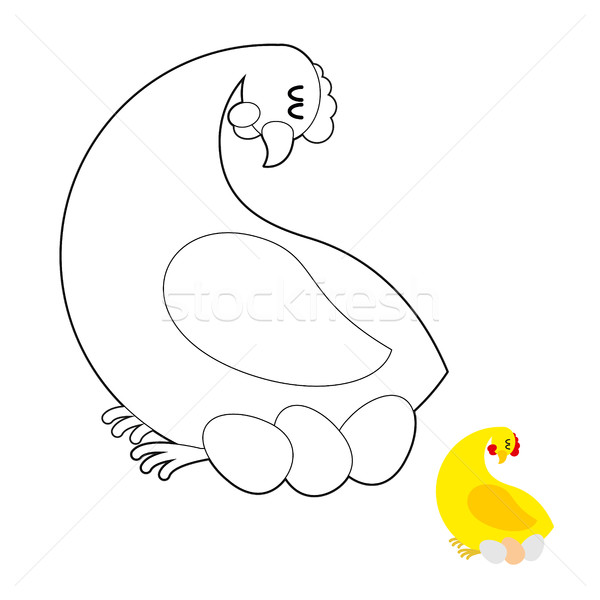 Chicken and egg coloring book. Farm Bird nests of eggs. Stock photo © MaryValery