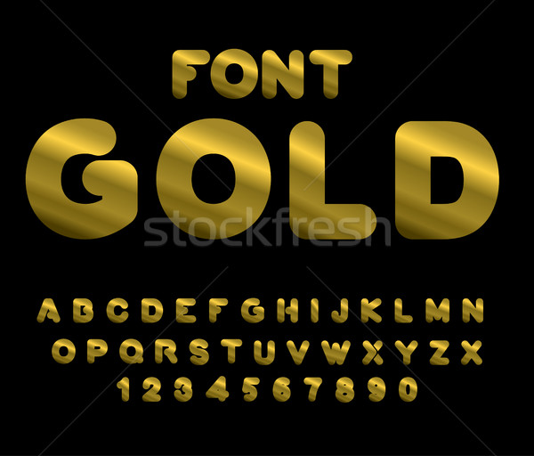 Gold font. ABC of Gold. Precious metal alphabet. Yellow iridesce Stock photo © MaryValery