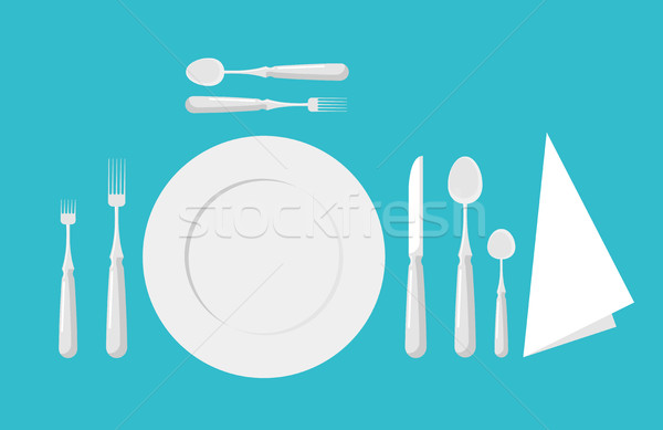 Table etiquette. Cutlery. Forks, spoons and knives Stock photo © MaryValery