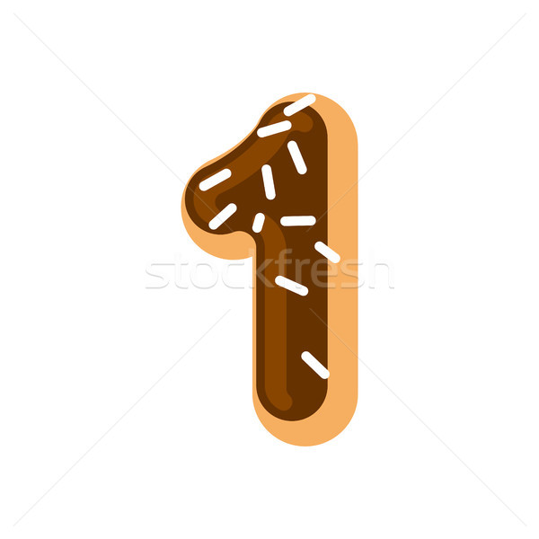 Number 1 donut. Doughnut font one. Sweet alphabet. candy letteri Stock photo © MaryValery