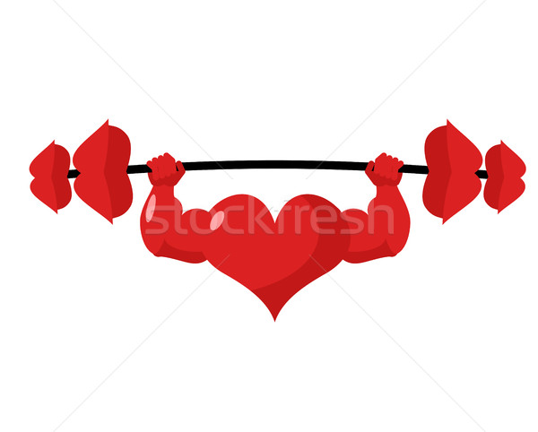 Coração forte amor poderoso esportes barbell Foto stock © MaryValery