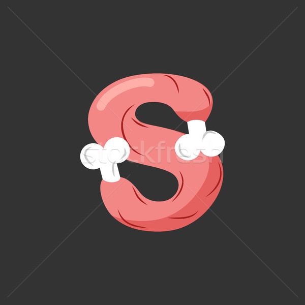 Letter S meat font. Pork and bone alphabet sign. Ham lettering.  Stock photo © MaryValery