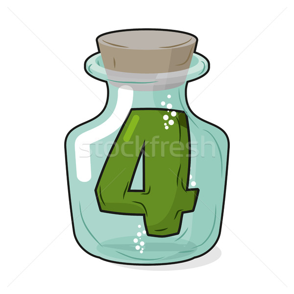 4 in laboratory bottle. Figure magic vessel with a wooden stoppe Stock photo © MaryValery