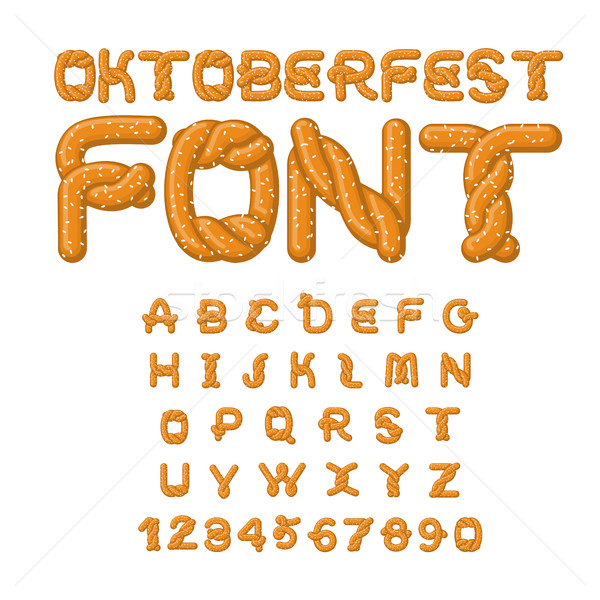 Oktoberfest font . Pretzel alphabet. Traditional German meal is  Stock photo © MaryValery
