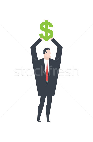 Business winner. Receiving profit. businessman holds dollar in h Stock photo © MaryValery