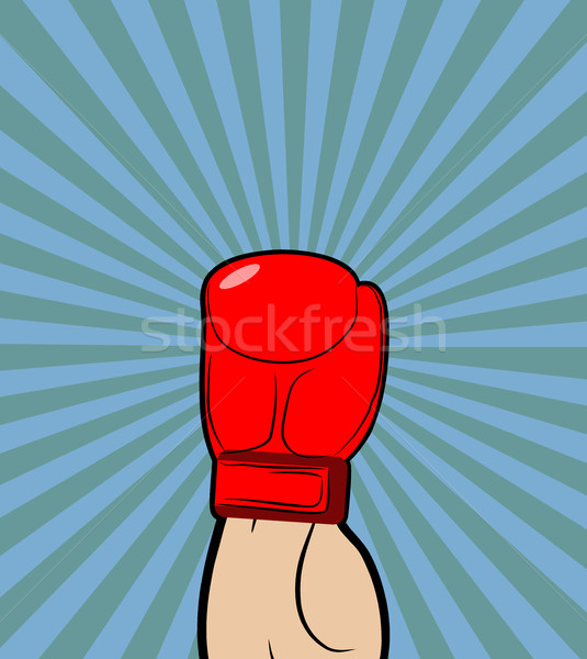 Hand in Boxing Glove. Winner, boxing champion raised his hand up Stock photo © MaryValery