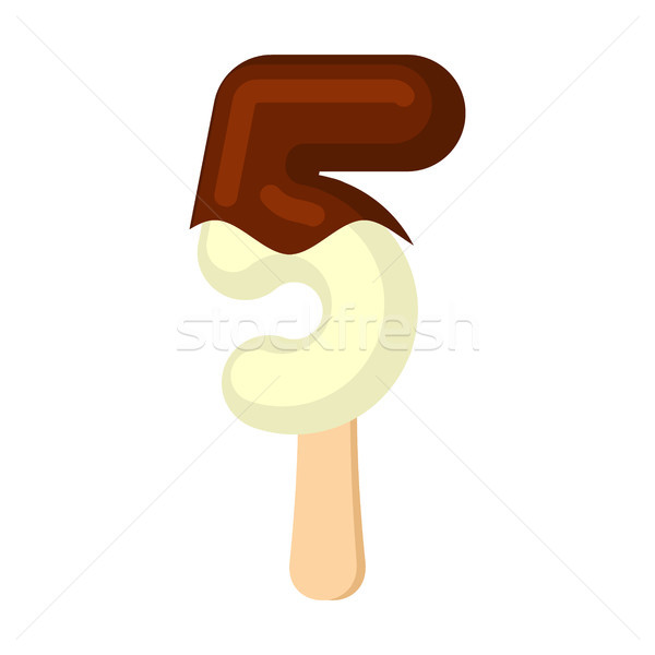 Number 5 Ice Cream font. Popsicle alphabet five. Cold Sweet lett Stock photo © MaryValery