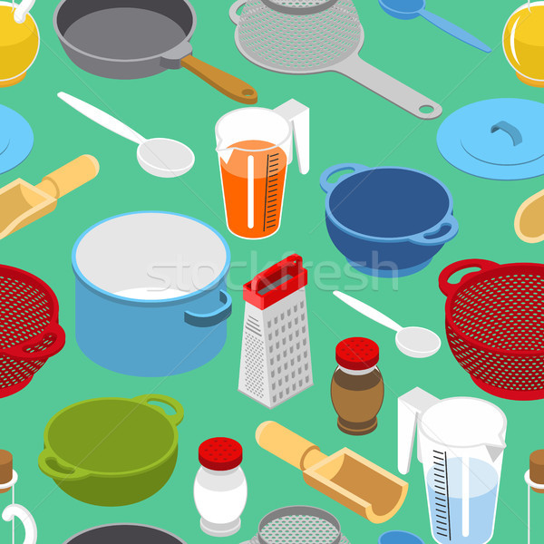 Ingredients and tableware utensil seamless pattern. Grater and c Stock photo © MaryValery