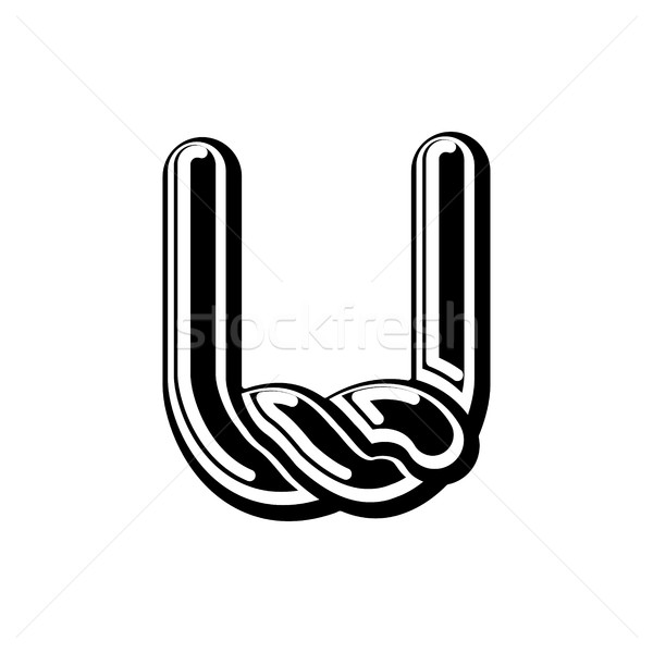 Letter U Celtic font. norse medieval ornament ABC. Traditional a Stock photo © MaryValery