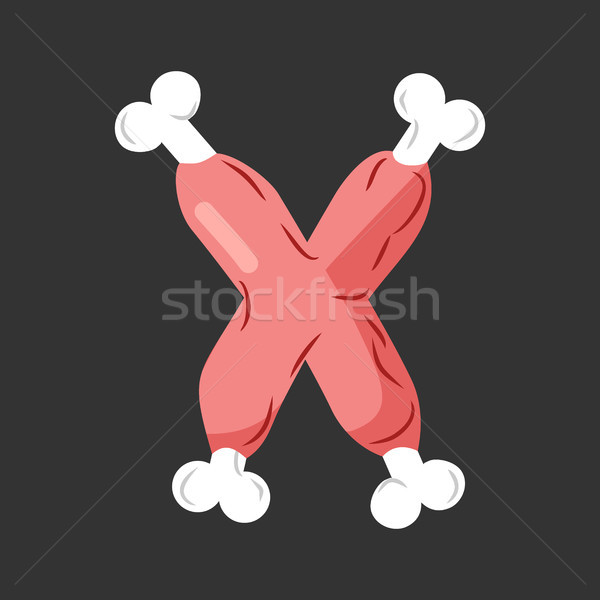 Letter x meat font. Pork and bone alphabet sign. Ham lettering.  Stock photo © MaryValery