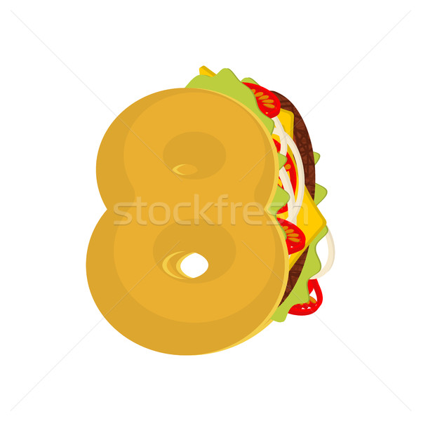 Number 8 tacos. Mexican fast food font eight. Taco alphabet symb Stock photo © MaryValery