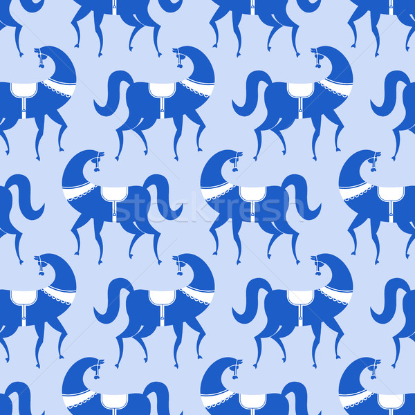 horse Gzhel painted seamless pattern. Russian National Folk orna Stock photo © MaryValery