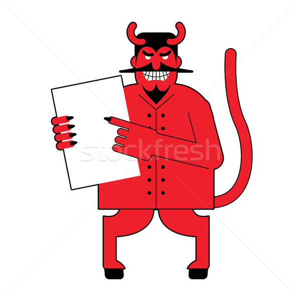 Devil and  contract.  Scary Mephistopheles offers deal to sign i Stock photo © MaryValery