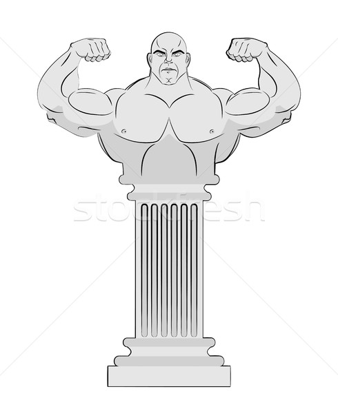 Pedestal with body of athlete. Greek column with a strong man. V Stock photo © MaryValery