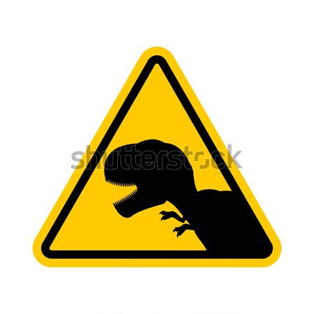 Attention dinosaur. Dangers of yellow road sign. Prehistoric pre Stock photo © MaryValery