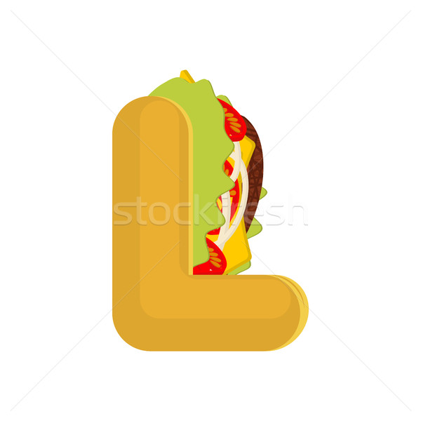 Letter L tacos. Mexican fast food font. Taco alphabet symbol. Me Stock photo © MaryValery