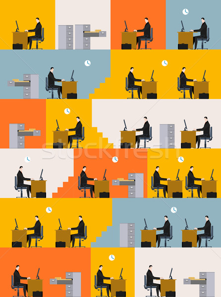 Office life pattern. Corporate background. Managers in workplace Stock photo © MaryValery