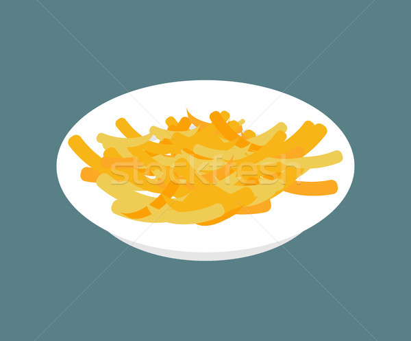Grated cheese on plate isolated. Ingredient for cooking. Chopped Stock photo © MaryValery