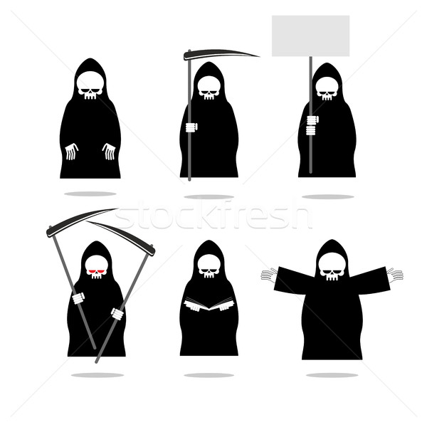Set deaths in overalls. Grim Reaper in different poses. Skeleton Stock photo © MaryValery